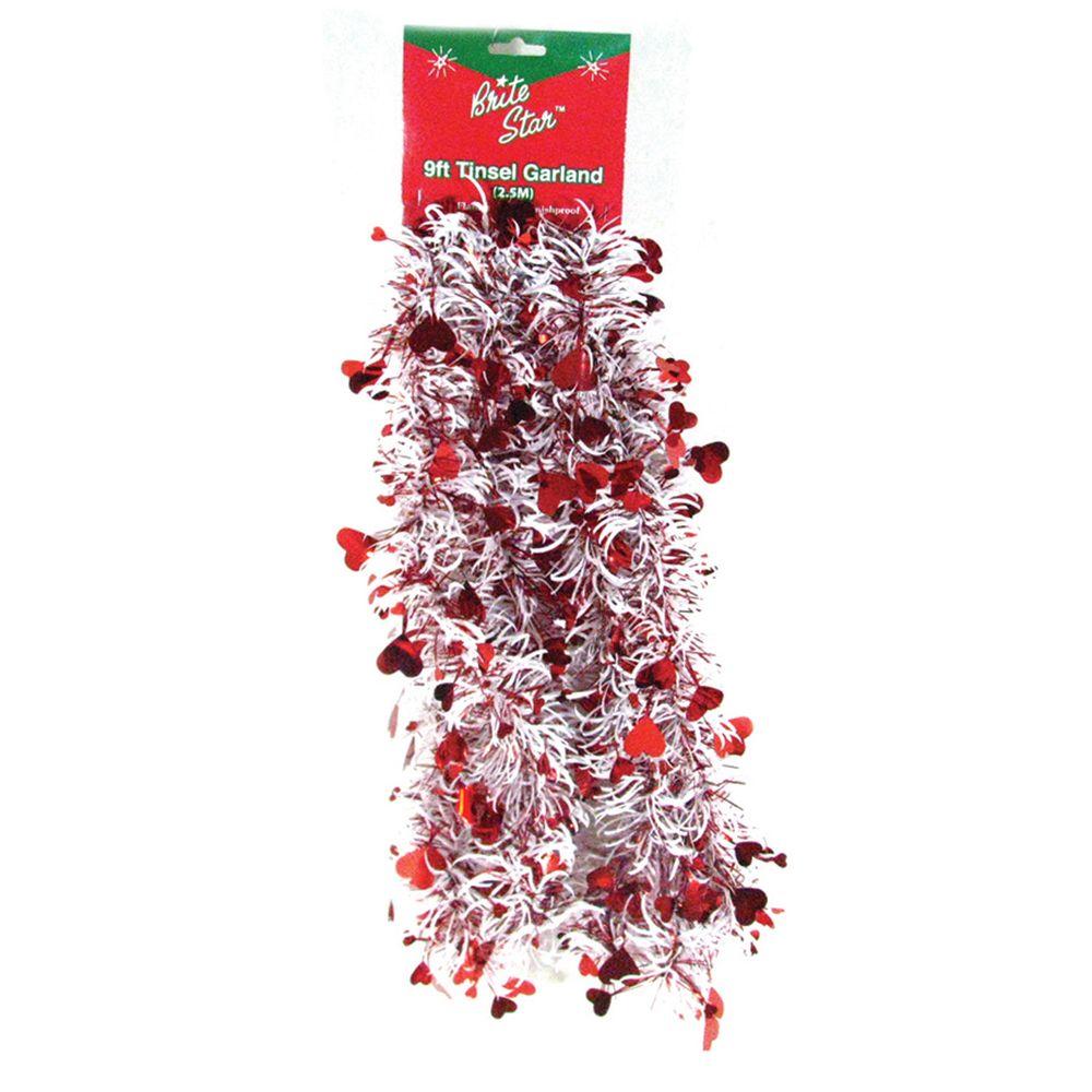 Uncategorized Tinsel And Garland brite star 9 ft valentine white heart tinsel garland set of 4 4