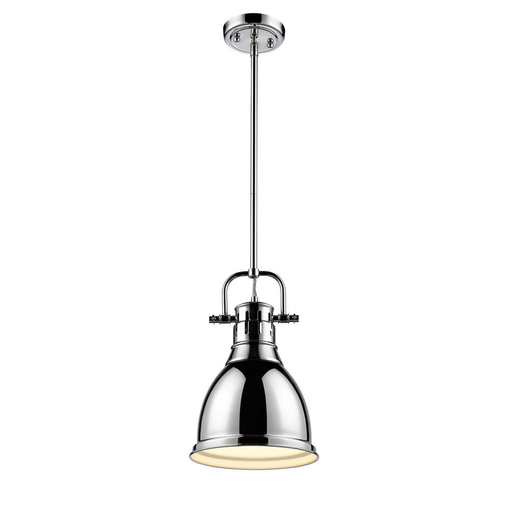 Golden Lighting Duncan 1-Light Chrome 8.8 in. Pendant with Chrome Shade ...