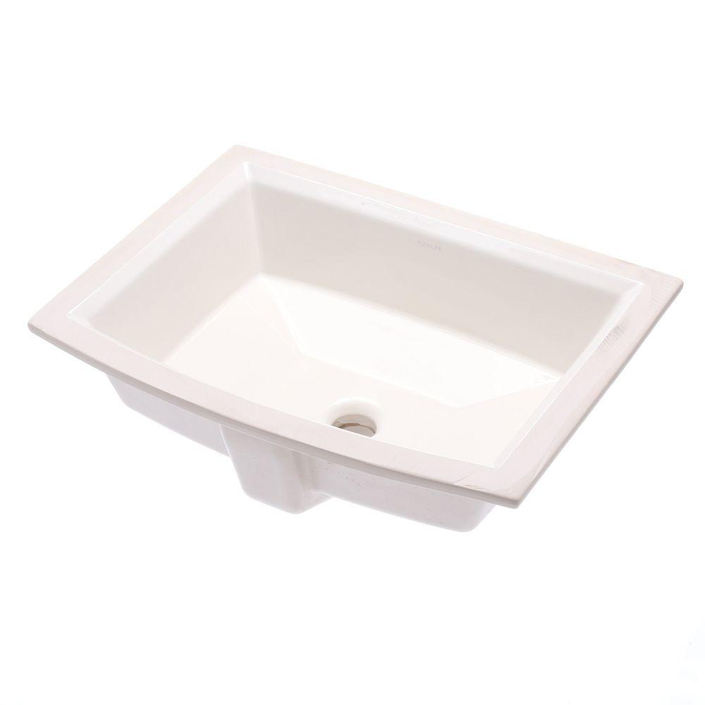 Kohler Archer Vitreous China Undermount Bathroom Sink In White With Overflow Drain