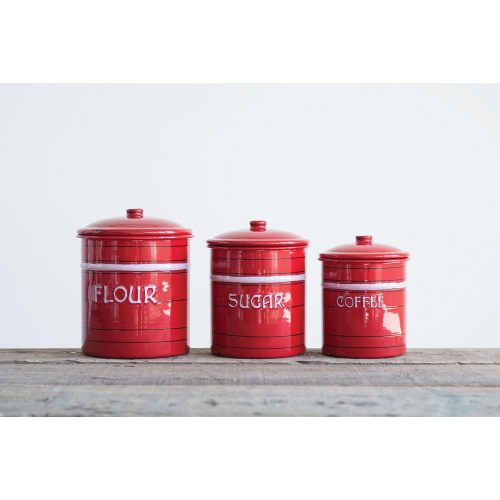 red tin canisters