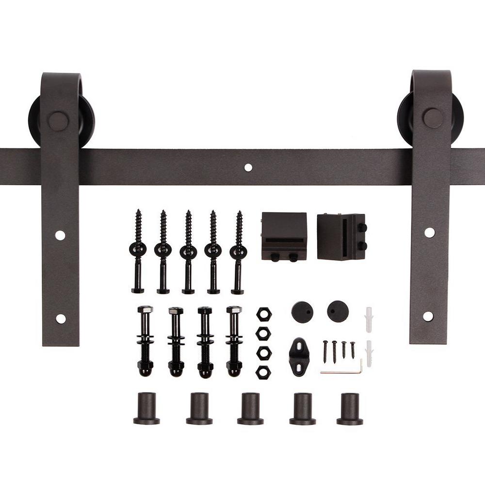 Wellhome 42 In X 84 In K Series Dark Walnut Diy Finished Knotty Pine Wood Sliding Barn Door Slab With Hardware Kit Sdk 79 Dwb42 D The Home Depot