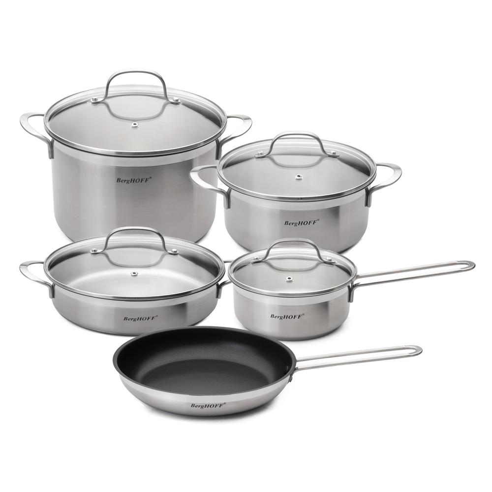 BergHOFF Bistro 9-Piece Stainless Steel Cookware Set with Glass Lids by BergHOFF