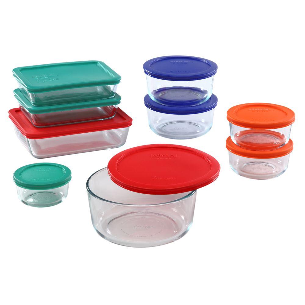 Simply 18 Piece Glass Storage Set With Assorted Colored Lids