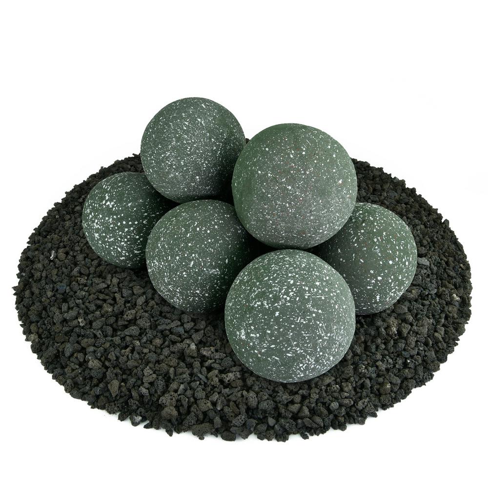 5 In Set Of 8 Ceramic Fire Balls In Slate Green Speckled 01 0413