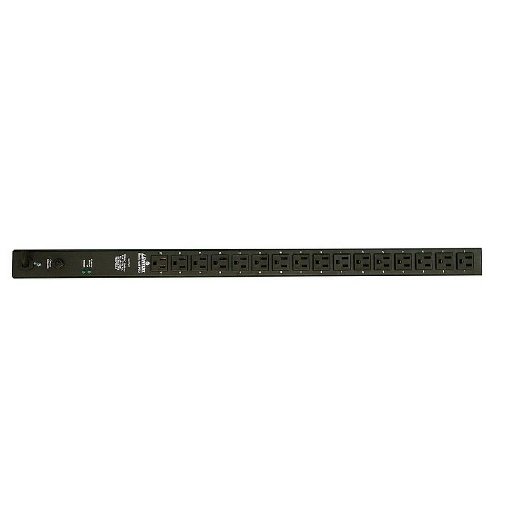 Leviton P1020-12S Horizontal Power Distribution Unit 120V 15 Amp NEMA 5-15P Plug Type 10 Receptacles with 12 ft Power Cord Black