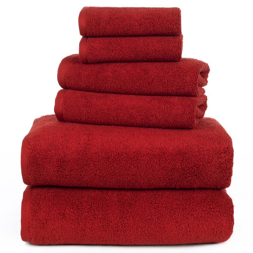 Lavish Home Zero Twist Quick Dry 6Piece Eggplant Solid Cotton Bath Towel Set 670024E The