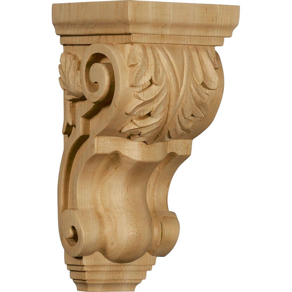 4-Pack , Alder Ekena Millwork CORW05X07X14TRAL-CASE-4 5 inch W x 6 3//4 inch D x 14 inch H Large Traditional Wood Corbel