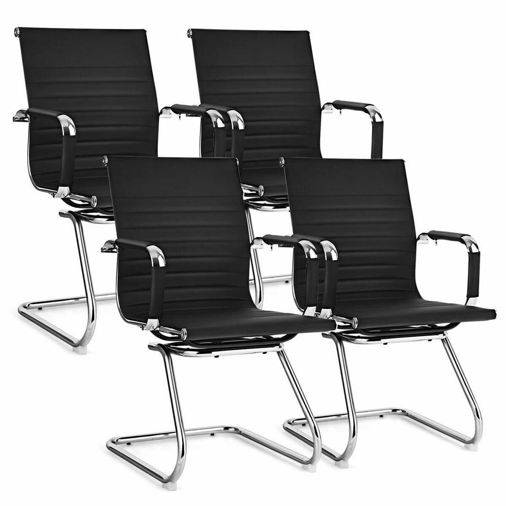costway set of 4office guest chairs waiting room chairs2hw65402bk2   the home depot