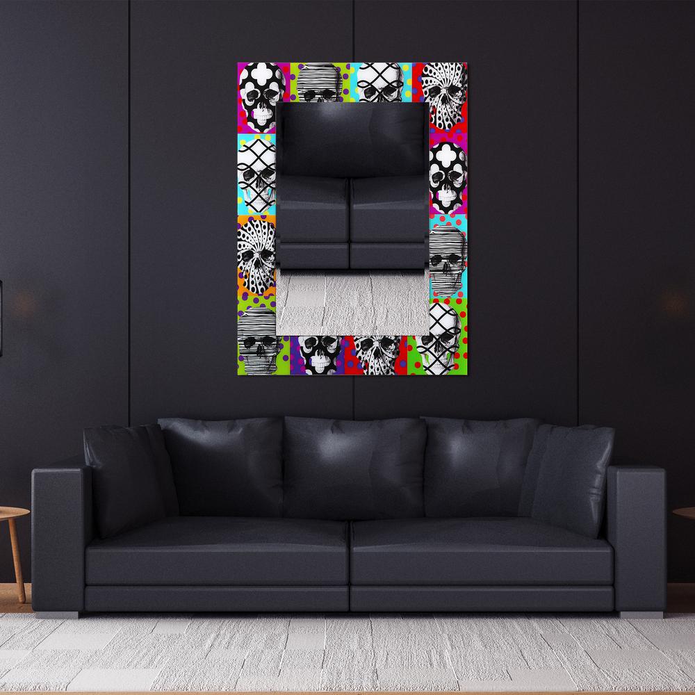 48 In X 36 Sugar Skulls Rectangular Beveled Mirror On