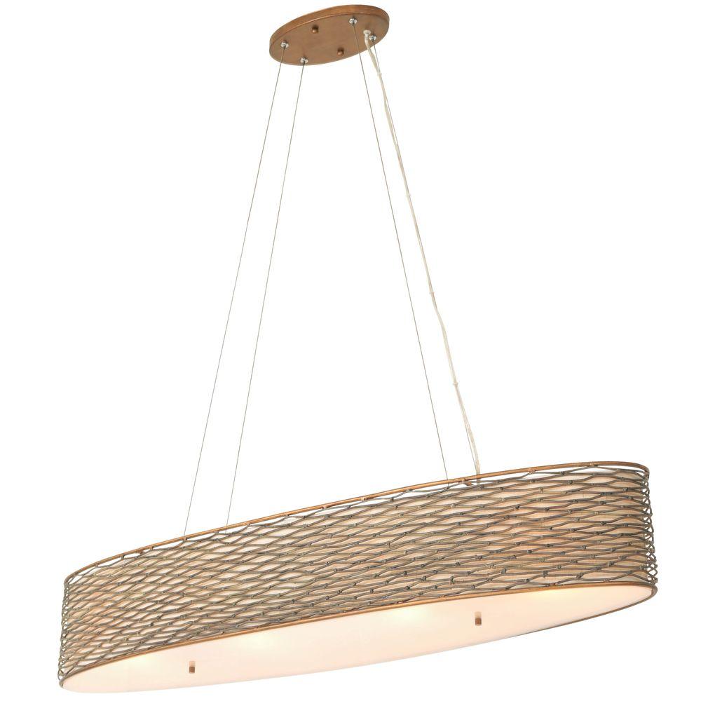 Varaluz Flow 4 Light Hammered Ore Linear Pendant With Tan Silk Slug Flow 4 Light Hammered Ore Linear Pendant With Tan Silk Slug Shade And Acrylic Diffuser