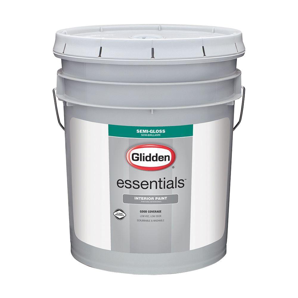 Glidden Essentials 5 gal. White SemiGloss Interior PaintGLE300005 The Home Depot