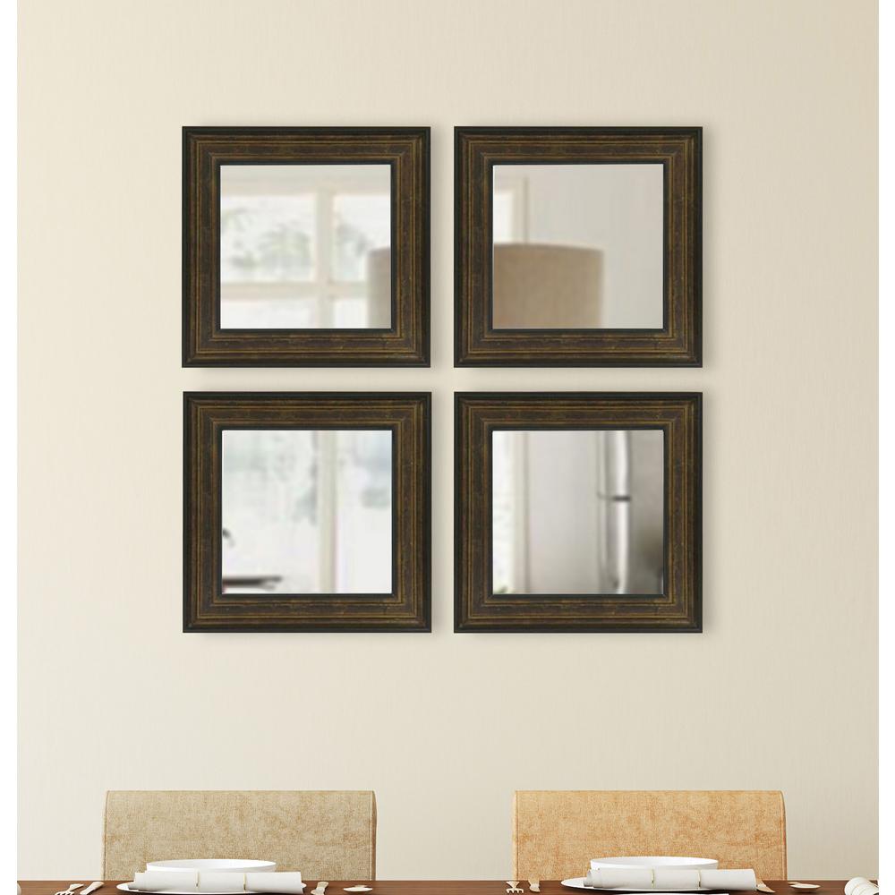 20 75 In X Bronze And Black Square Wall Mirrors Set Of 4
