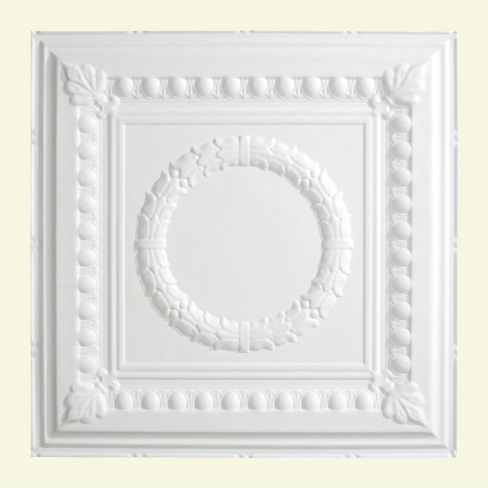 Fasade Rosette 2 Ft X 2 Ft Vinyl Lay In Ceiling Tile In Gloss