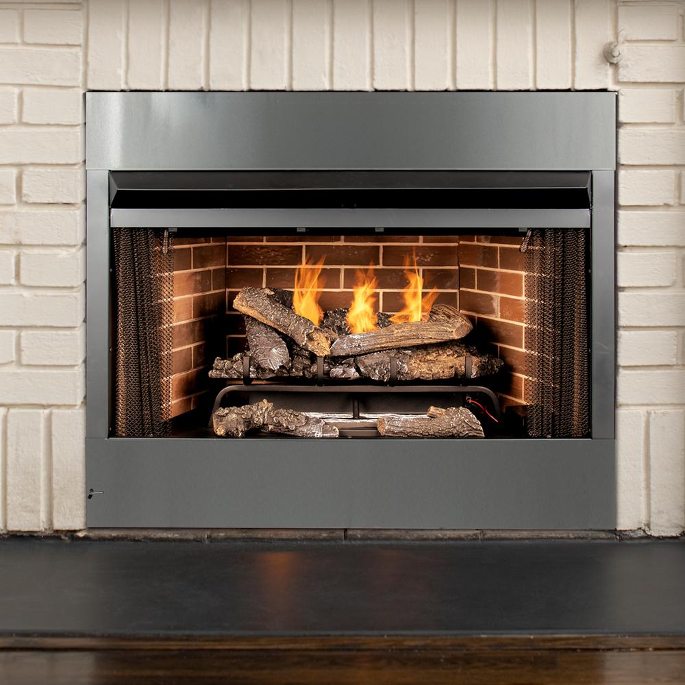 Pleasant Hearth Universal Radiant Zero Clearance 42 In Ventless Dual Fuel Fireplace Insert