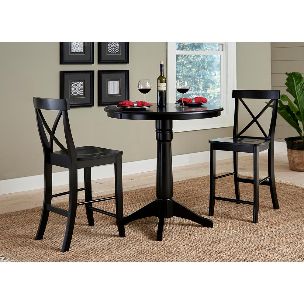 International Concepts Olivia 30 In Black Round Solid Wood Counter Height Dining Table K46 30rt 27b 6b The Home Depot