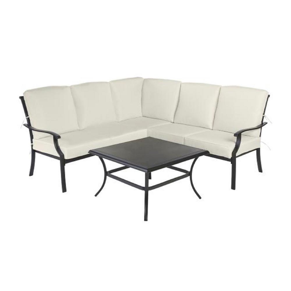 Outdoor Sectionals Lounge Furniture The Home Depot Redwood Valley 4 Piece Outdoor Sectional