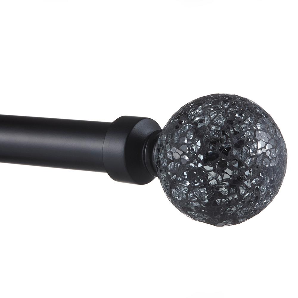 36 In 72 Adjule Length 1 Dia Single Curtain Rod Kit 36 In 72 Adjule Length 1 Dia Single Curtain Rod Kit Matte Black With Pearl Mosaic Finial Er1001 03 3672 The Home Depot