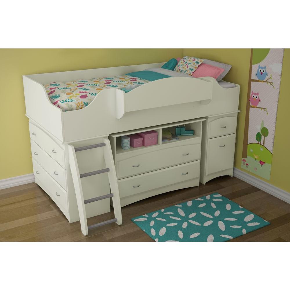 South Shore Imagine 4 Drawer Pure White Twin Size Loft Bed 3560a3