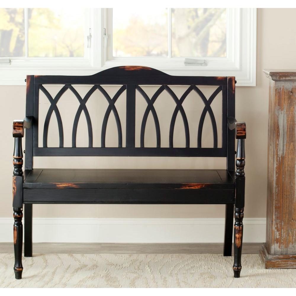 Wood With Back Black Entryway Benches Trunks Benjamin Distressed Black Bench