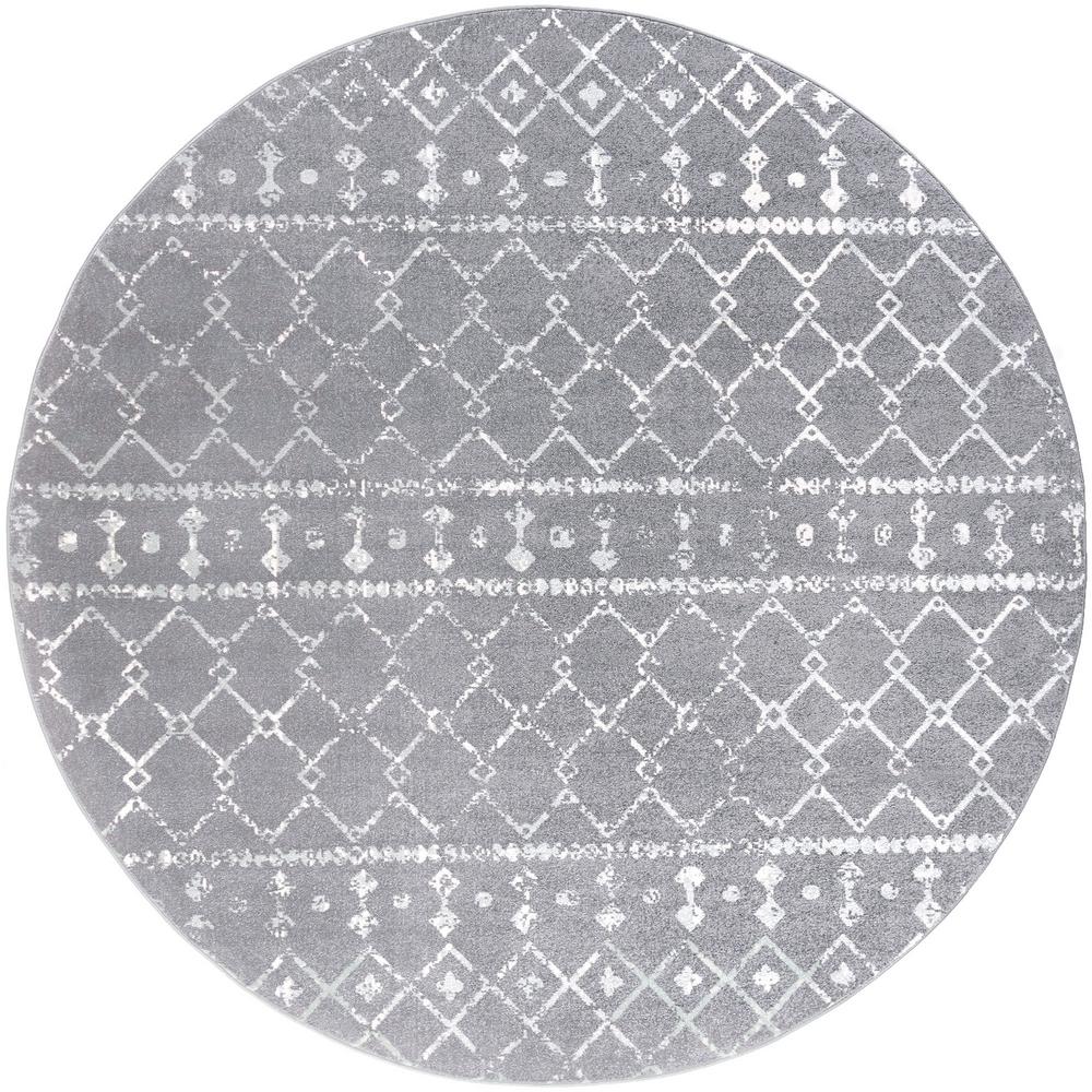 Tayse Rugs Jasmine Gray 5 Ft 3 In X Round Area Rug