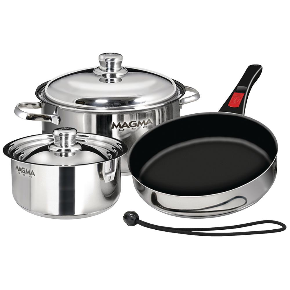 Magma Products A10-366-2 Gourmet Nesting Stainless Steel Cookware Set 10 Piece Ceramica Non-Stick