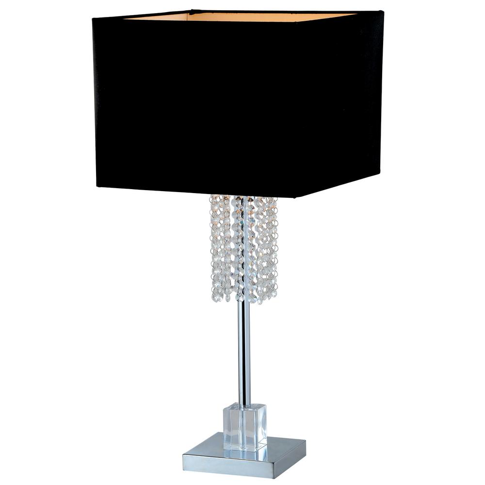 Adelyn 27 In Square Modern Chrome And Black Crystal Table Lamp Square Modern Chrome And Black Crystal Table Lamp
