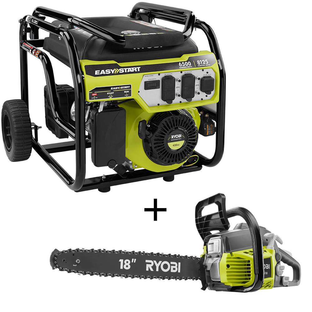 RYOBI 6,500-Watt Gasoline Powered Portable Generator with CO Shutdown