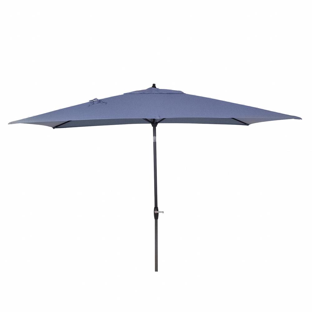 Hampton Bay 10 Ft X 6 Ft Aluminum Market Patio Umbrella In Steel Blue 9106 01439700 The Home Depot