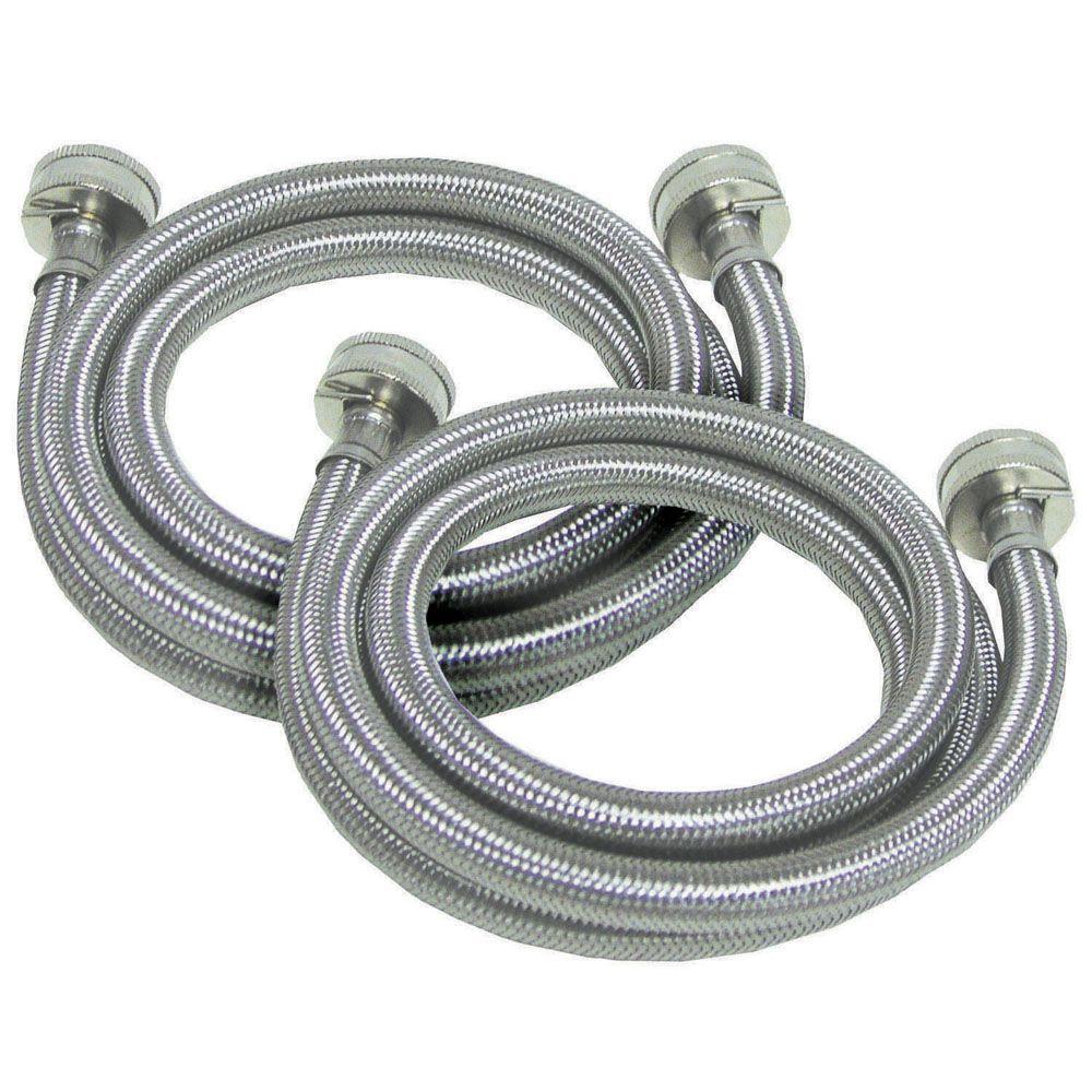 Watts 3/4 in. x 3/4 in. x 5 ft. Stainless-Steel Washing Machine Hoses Home Depot Stainless Steel Hose
