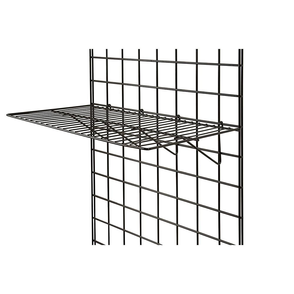 Only Hangers Grid Panel Display Shelf Straight Shelf for Grid Panel, Black Finish, Wire (Box of