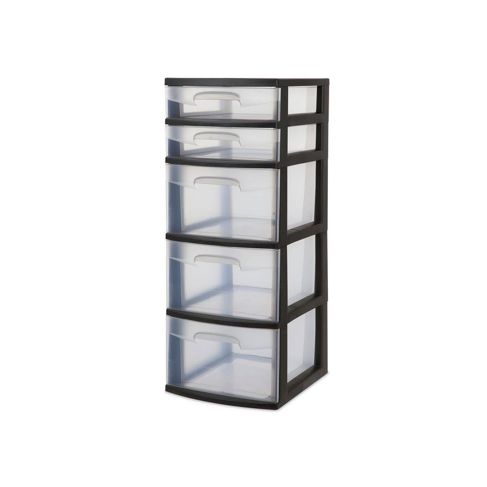 Sterilite 0.5 Gal. 5-Drawer Plastic Tower Space Saving Home Storage