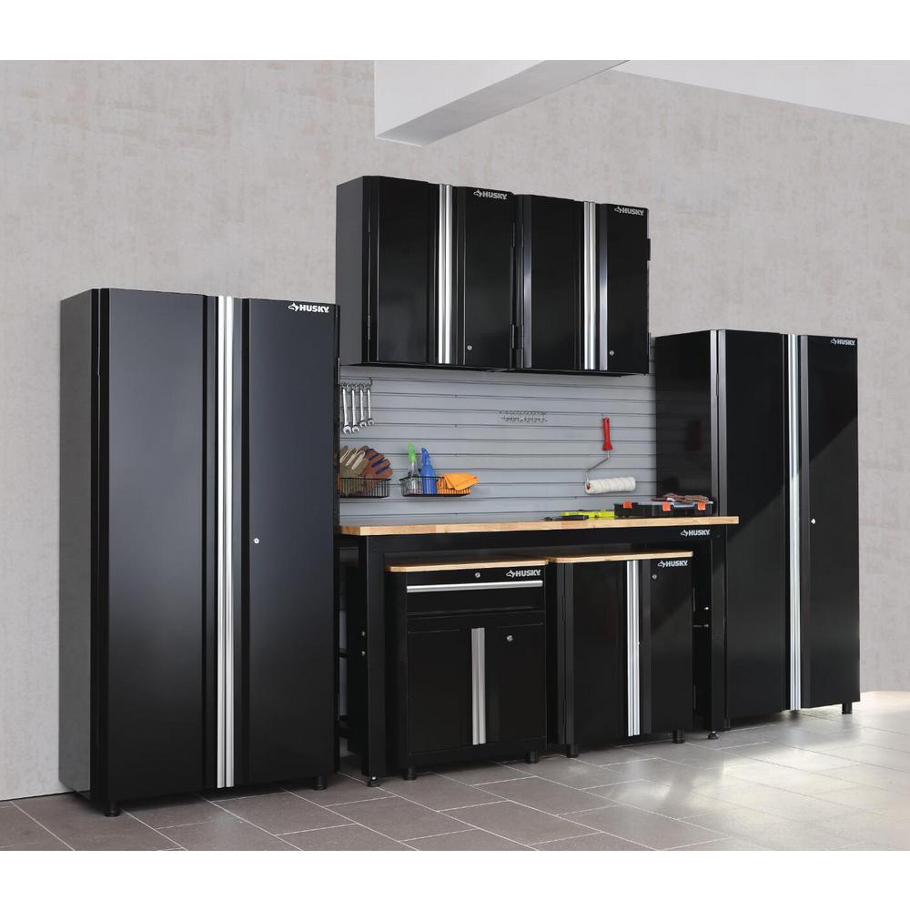 Husky Ready To Assemble 24 Gauge Steel Wall Mounted Garage Cabinet In Black 28 W X 29 H 12 D G2802w Us The Home Depot Husky Ready To Assemble 24 Gauge Steel, Garage Storage Wall Cabinets Home Depot