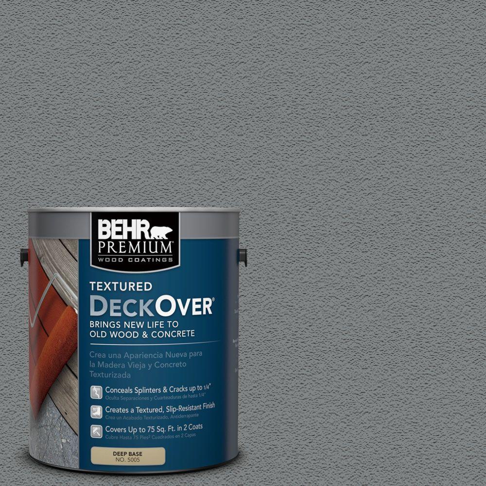 BEHR Premium Textured DeckOver 1 Gal PFC 63 Slate Gray Wood And   Slate Gray Behr Premium Textured Deckover Deck Paint Restoration 500501 64 1000 