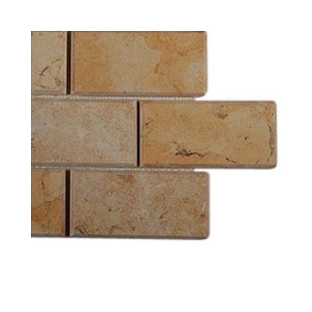 Ivy Hill Tile Jerusalem Gold Beveled Natural Stone Mosaic Floor and