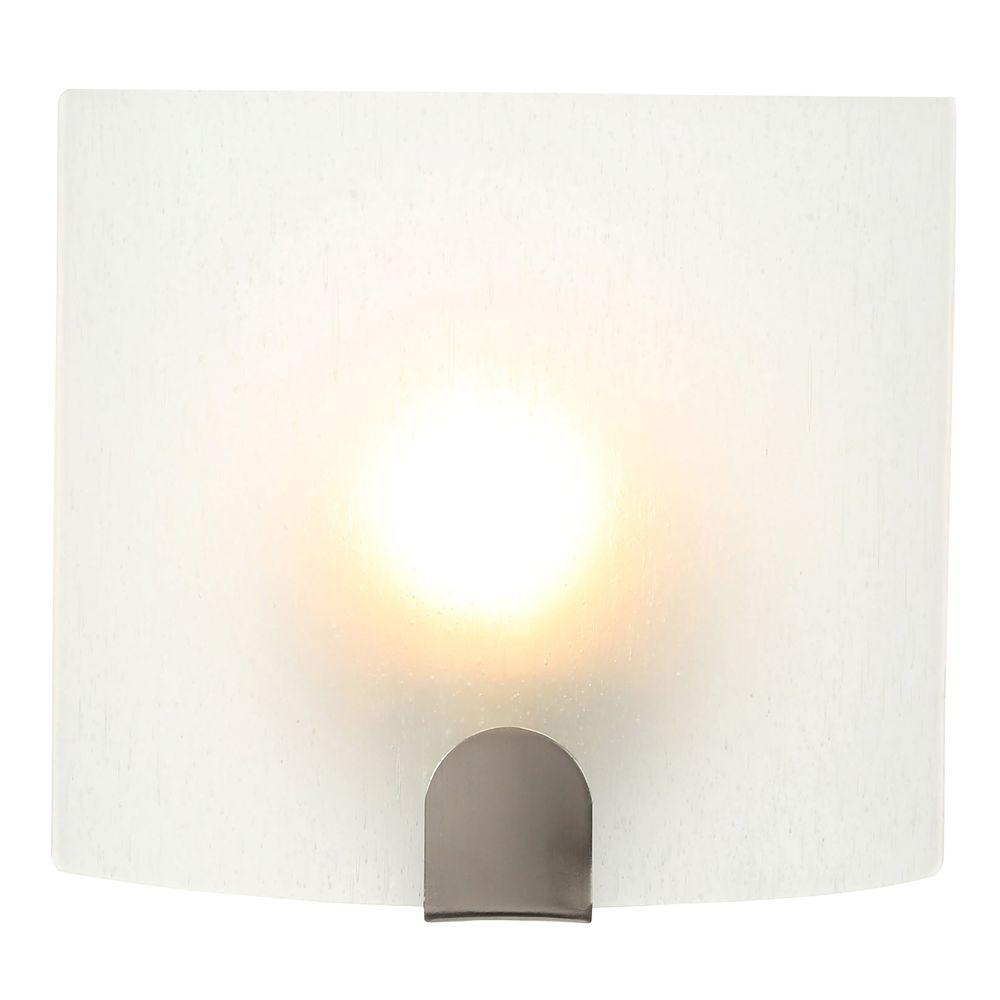 Hampton Bay 1 Light Brushed Nickel Sconce With Frosted Glass Shade Emc8451a 5 The Home Depot