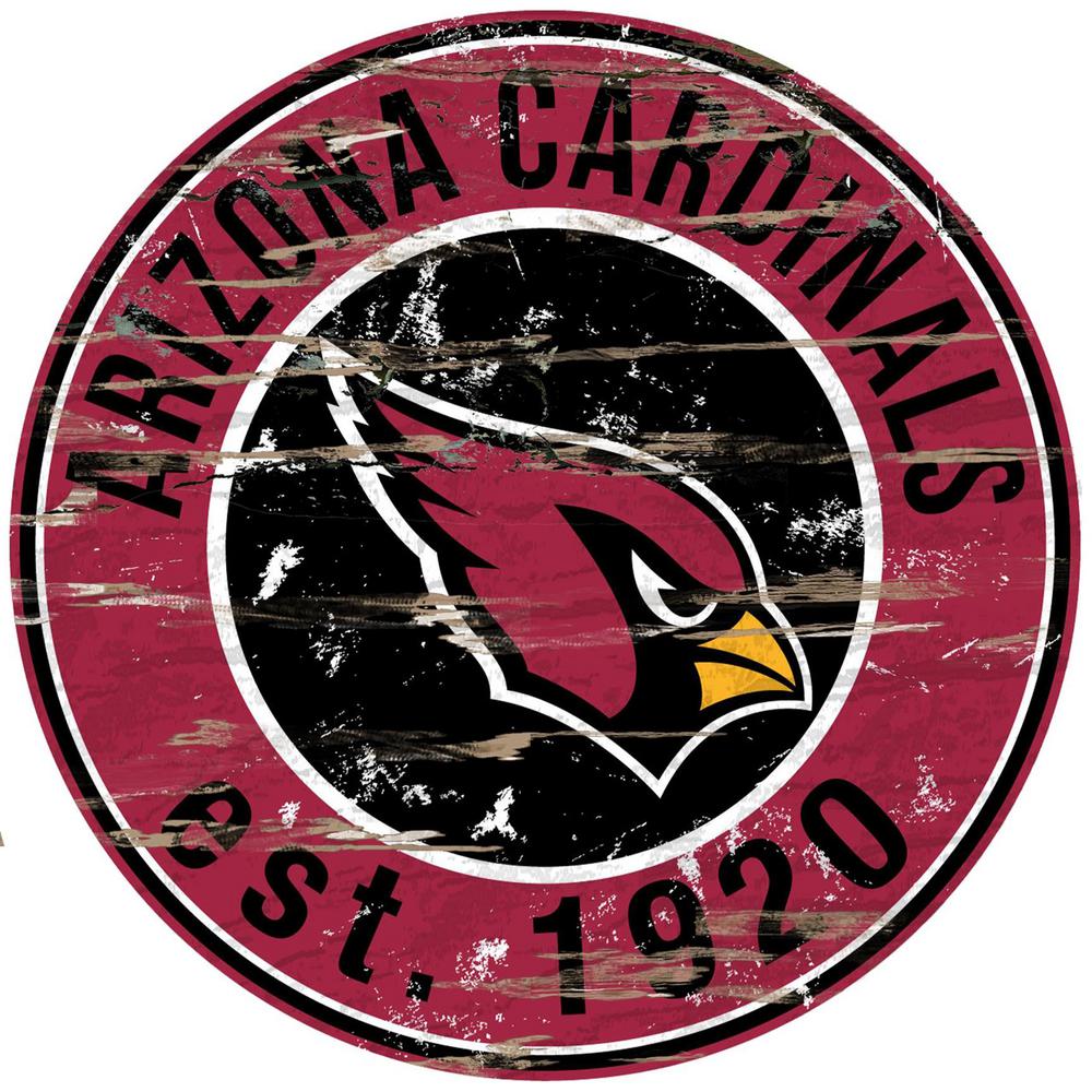 24 Nfl Arizona Cardinals Round Distressed Sign N0659 Ari The Home Depot