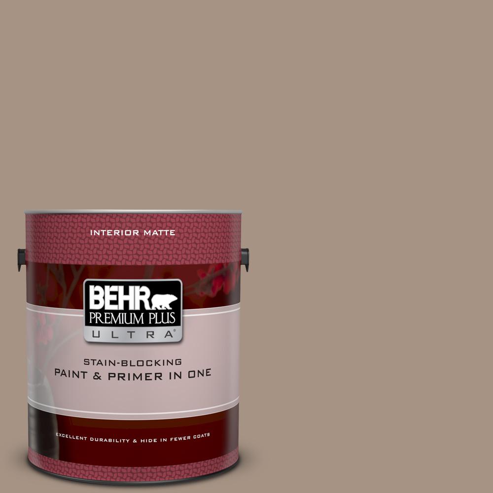 BEHR Premium Plus Ultra 1 gal. #UL160-19 Pure Earth Matte Interior Paint and Primer in One