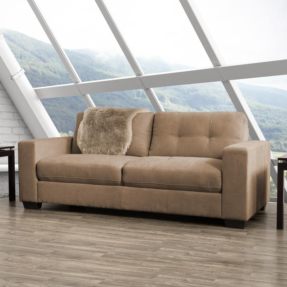 Home Decorators Collection Emma Textured Natural Polyester Chenille Sofa 0846900950 The Home Depot