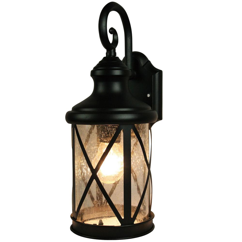 Y Decor Ellie 1-Light Sandy Black Outdoor Wall Mount ... on Decorative Exterior Wall Sconce Black id=16978