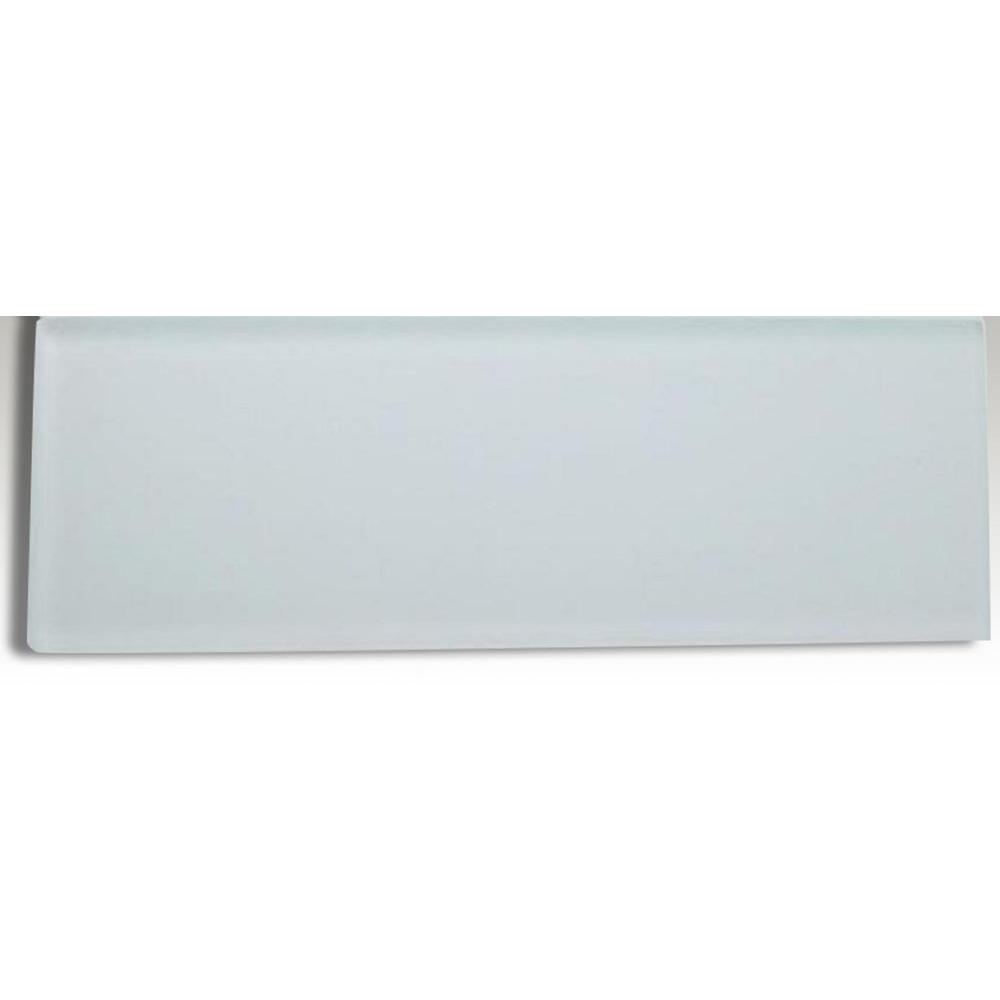 Splashback Tile Contempo Bright White Frosted 4 in. x 12 in. x 8 mm