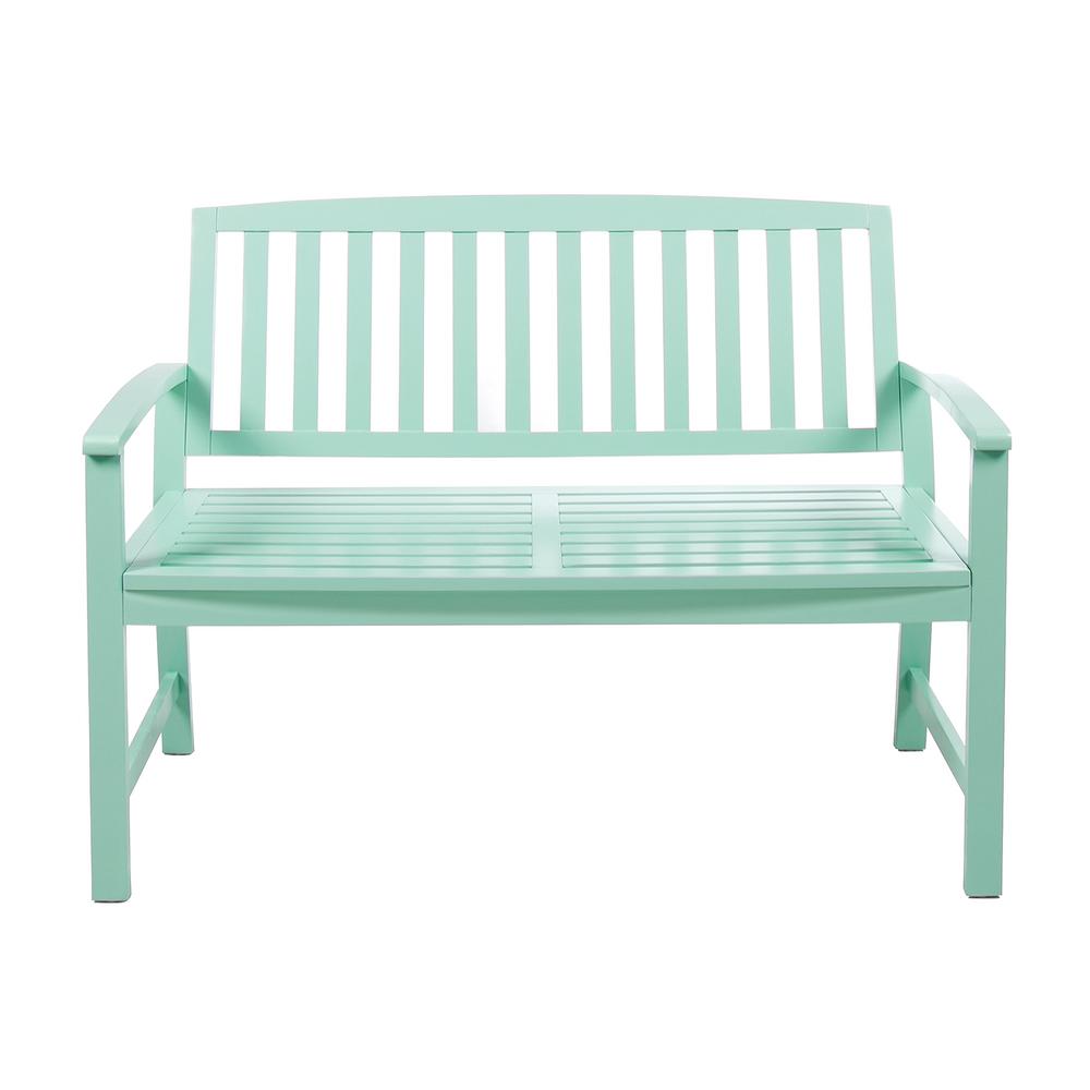 Noble House Loja 2 Person Light Mint Wood Outdoor Bench 302375 The Loja 2 Person Light Mint Wood Outdoor Bench