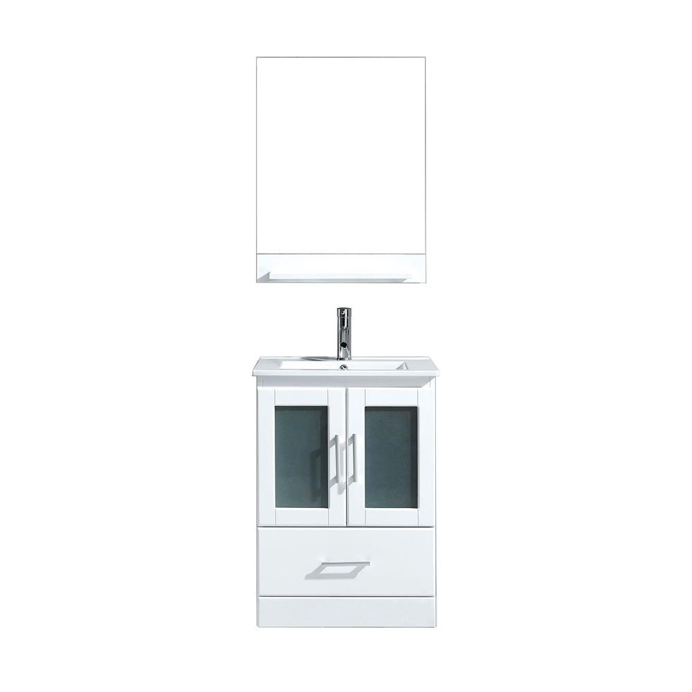 Virtu USA Zola 24 in. W x 18.3 in. D Vanity in White with Ceramic