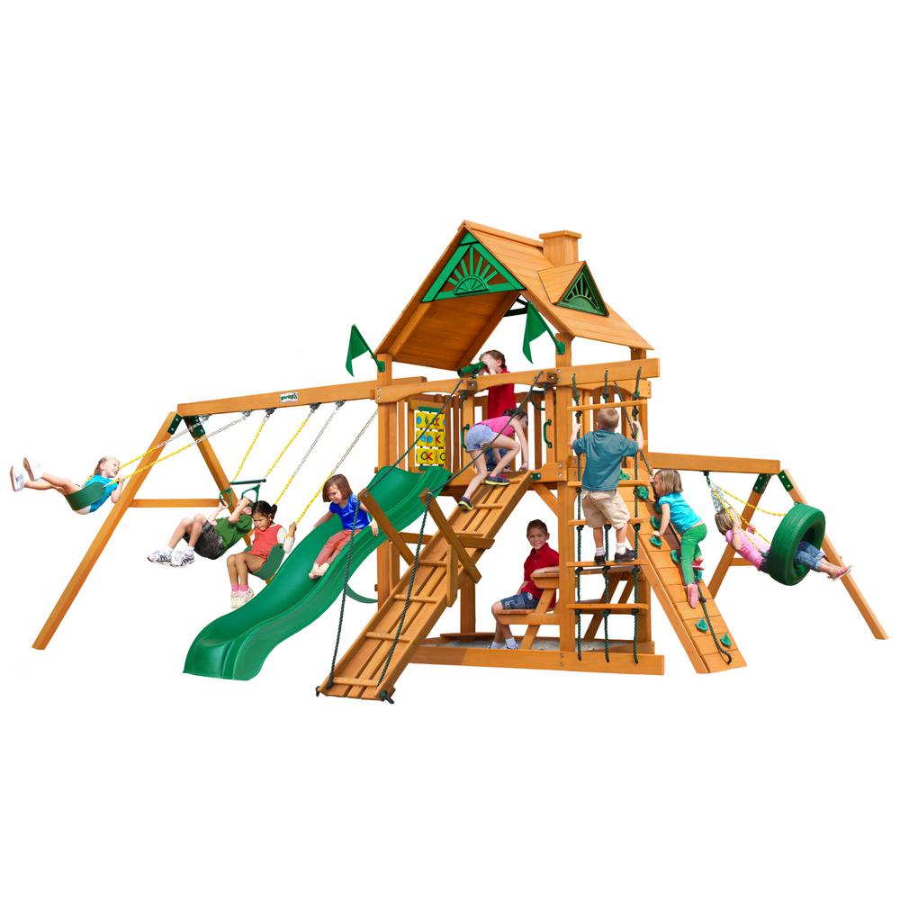Gorilla Playsets Frontier Wooden Swing, Wooden Swing Set With Tire