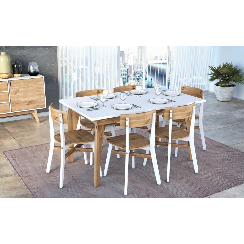 Manhattan Comfort Jackie White And Natural Wood 6 Seat Manhattan Comfort Jackie White And Natural Wood 6 Seat