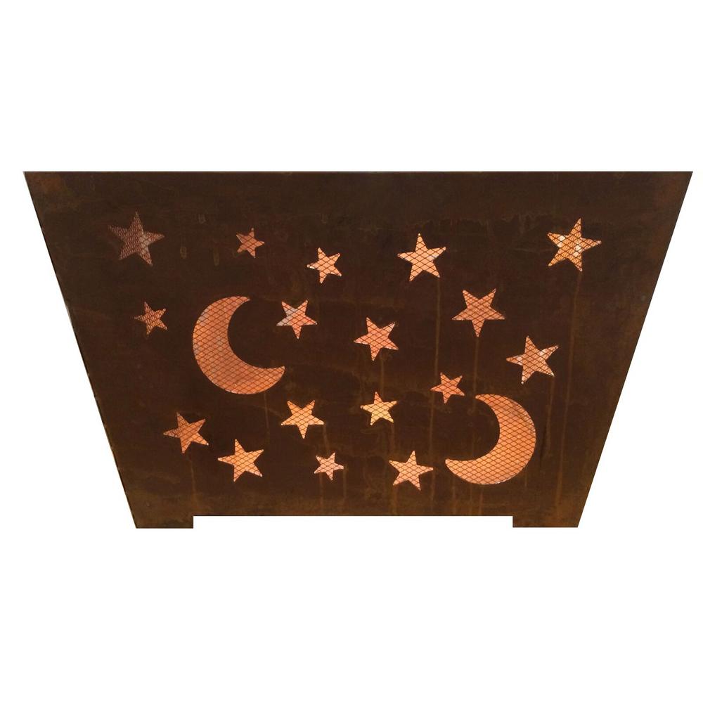 Esschert Design Star And Moon 24 In X 16 In Square Steel Wood