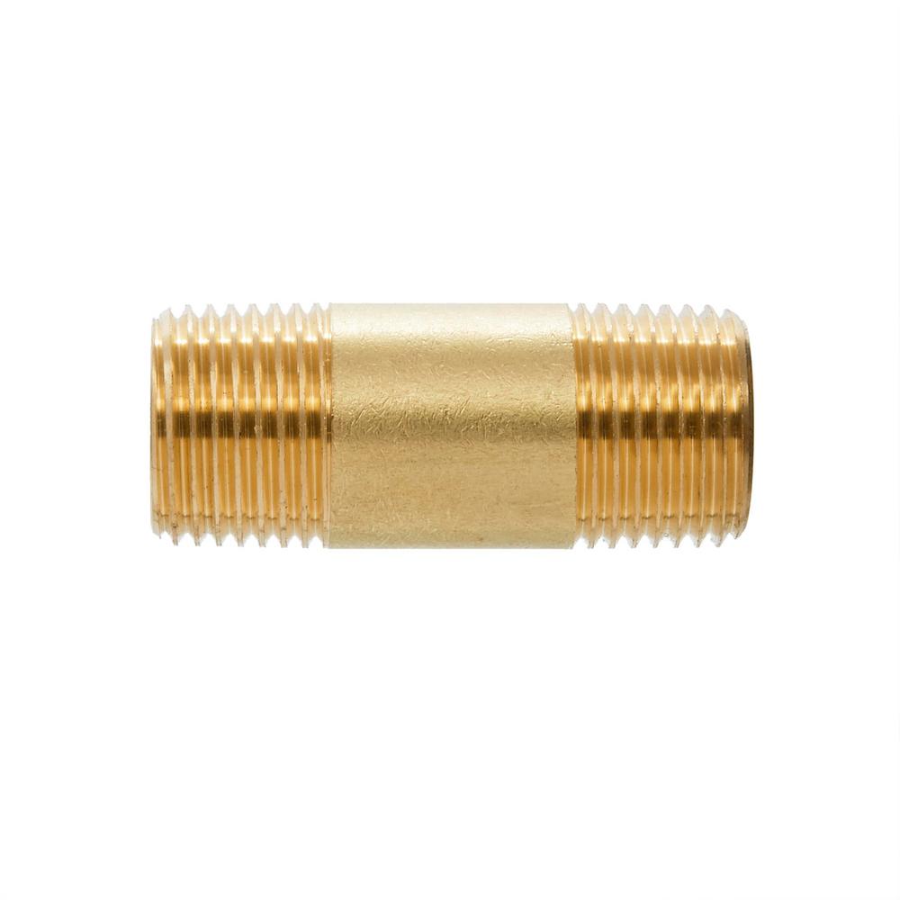 Solid Brass Pipe Fitting 1//2 x 1//2 NPT Male Pipe Adapter Hex Nipple U.S