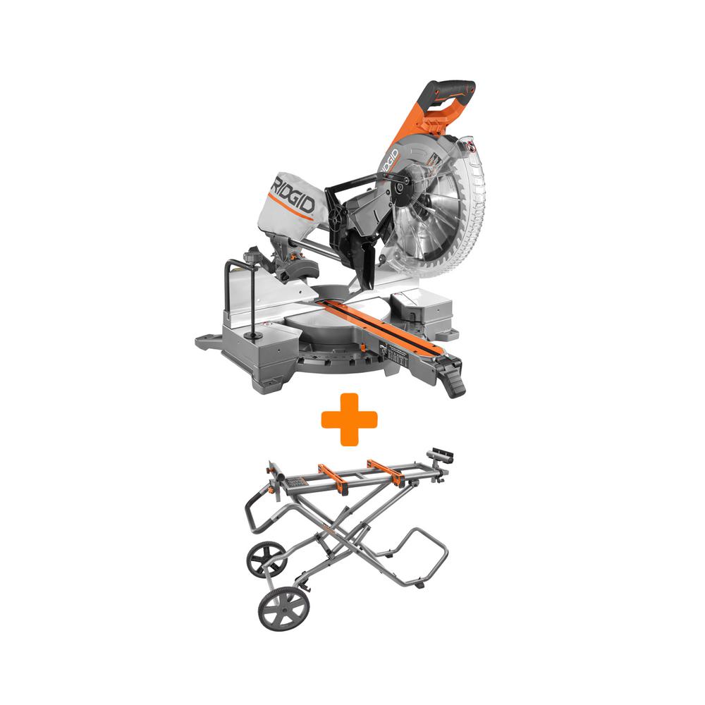 15 Amp 12 In Dual Bevel Sliding Miter Saw With Mobile Miter Saw Stand