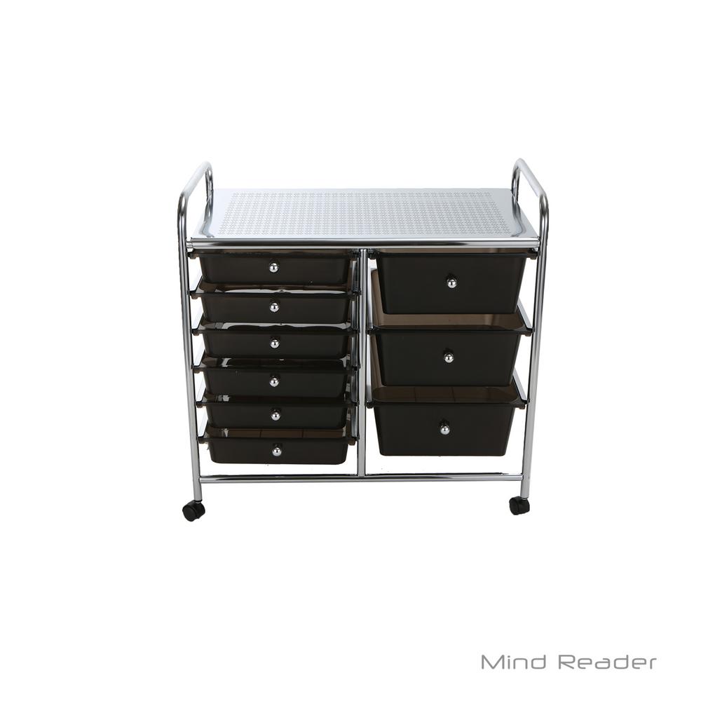 Mind Reader Top Shelf Metal 4Wheeled Storage Drawer Cart with 9