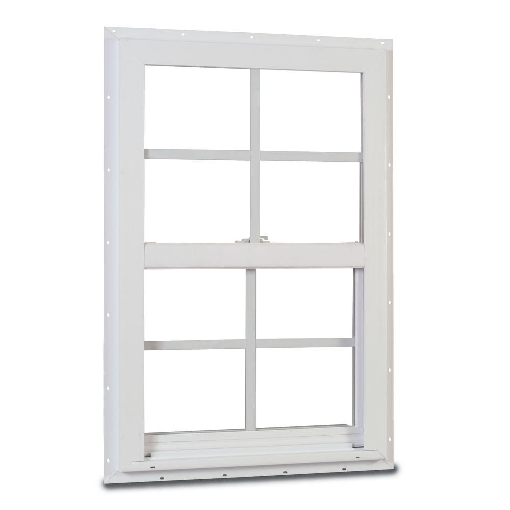 American Craftsman 31 3 8 In X 51 1 4 In 50 Series Single Hung White Vinyl Window With Nailing Flange And Colonial Grilles 50 Sh Fin The Home Depot