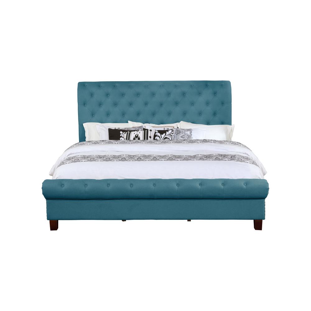 Eastern Blue King Size Upholstered Rounded Panel Bed 55014 85bl Eastern Blue King Size Upholstered Rounded Panel Bed